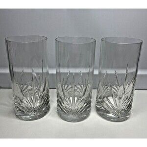 3 VINTAGE Lenox Crystal Tumblers Starburst Highball Glasses 12 Oz 5 5/8" H